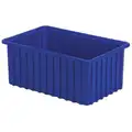 Lewisbins Divider Box: 0.5 cu ft, 16 1/2 in x 10 7/8 in x 7 in, Blue, HDPE, 7 Long Divider Slots