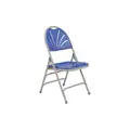 Gray Steel Folding Chair with Blue Seat Color, 4PK