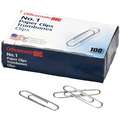 Officemate Paper Clip: No. 1, Steel, 1,000 PK