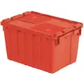 Orbis Attached Lid Container: 13.46 gal, 21 3/4 in x 15 1/4 in x 12 7/8 in, Red Body, Red Lid, HDPE