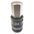 Impact Socket Bit, Metric, Drive Size 3/4", Overall Length 3-1/2", Tip Size 24 mm, Hex