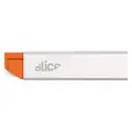 Slice Top Sheet/Liner Cutter: 3 1/2 in Overall Lg, Ceramic Rounded Tip, Plain, Plastic, Silver