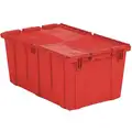 Orbis Attached Lid Container: 17.2 gal, 26 7/8 in x 16 7/8 in x 12 1/8 in, Red Body, Red Lid, HDPE