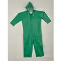 Flame Resistant Rain Coverall, Hood Style: Attached, Polyester, PVC, XL, Green