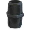 Hex Nipple: 1/4 in x 1/4 in Fitting Pipe Size, Schedule 80, Male NPT x Male NPT, 300 psi, Black