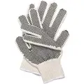 Knit Gloves, Polyester/Cotton/PVC Material, Knit Wrist Cuff, White, Glove Size: L