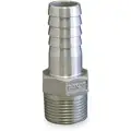316 Stainless Steel Hose Barb with Straight Fitting Style, 1-1/2" Thread Size