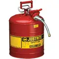 Type II Can Type, 5 gal., Flammables, Galvanized Steel, Red