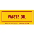 Waste Label, Polyester, Waste Oil, 3" Height, 7" Width, Legend Color Red