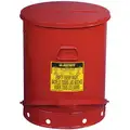 Justrite Floor Oily Waste Can, 21 gal., Galvanized Steel, Red, Foot Operated Self Closing