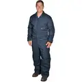 Coverall, M, 65% Polyester/35% Cotton, Twill, Navy Blue, Unisex, Zipper