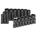 Sk Professional Tools Impact Socket Set, Alloy Steel, Black Oxide, 1/2", Impact Rated Yes