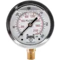 Lead-Free Pressure Gauge: Liquid-Filled, 0 to 300 psi, 2 1/2" Dial, 1/4" NPT Male