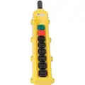 KH Industries 8-Button User Configurable Pendant Push Button Station, 1NO/1NC, NEMA Rating 4X, Yellow