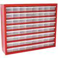 Red Steel 64-Drawer Cabinet, 25-7/8" x 6-3/8" x 21-3/8