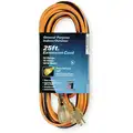 Power First 25 ft. Indoor, Outdoor Lighted Extension Cord; Max Amps: 15.0, Number of Outlets: 1, Orange with Bla