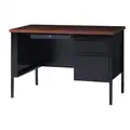 Hirsh Office Desk: HL10000 Series, 45 in Overall Wd, 29 1/2 in, 24 in Overall Dp, Walnut Top, Right