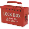 Red Steel Group Lockout Box, Max. Number of Padlocks: 13, 6" x 9"