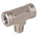 Stainless Steel Branch Tee, FNPT x FNPT x MNPT, 1/8" Pipe Size - Pipe Fitting
