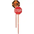 Pole Mounted Paddle, Stop/Slow, ABS Plastic Sign Material, Diamond Grade Sign Sheeting