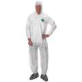 Lakeland Hooded Disposable Coveralls: MicroMax(R) NS, Serged Seam, White, Elastic Cuff, Elastic Ankle, 50 PK