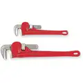 Westward Cast Iron 12", 18" Straight Pipe Wrench Set, 2PC, 2", 2-1/2" Jaw Capacity