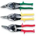 Westward Aviation Snip Set: Left/Right/Straight, 9 3/4 in Overall Lg, 1 1/2 in Cutting Lg, Steel