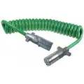 Grote UltraLink 15 ft. 7-Way ABS Cord Coiled, Green, Zinc Die-Cast Plugs