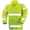 Flame Resistant Rain Jacket, PPE Category: 0, High Visibility: Yes, Polyester, PVC, 2XL, Yellow/Gree