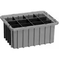 Akro-Mils Divider Box: 0.16 cu ft, 10 7/8 in x 8 1/4 in x 5 in, Gray, Polymer, 5 Long Divider Slots