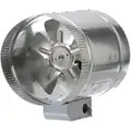 Tjernlund In-Line Duct Fan: 325 cfm Max., 8 in Duct, 18.6 W, 120V AC, 1 Ph, Galvanized Steel, 250 to 499 cfm
