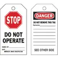 Danger Tag, Polyester, Stop Do Not Operate, 5-3/4" x 3", 10 PK