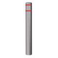 60" High Density Polyethylene, Smooth Bollard Cover for 7" dia. Post; Gray with Red Stripes