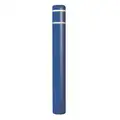 60" High Density Polyethylene, Smooth Bollard Cover for 7" dia. Post; Blue with White Stripes
