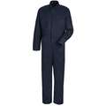 Coverall, M, Cotton, Navy Blue, Unisex, Button, Snap