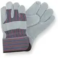 Cowhide Leather Work Gloves, Safety Cuff, Gray, Size: XL, Left and Right Hand
