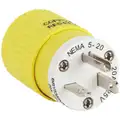 Bryant 20A Industrial Grade Straight Blade Plug, Yellow/White; NEMA Configuration: 5-20P
