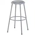 National Public Seating Round Stool: 30 in Overall Ht, 30 in min to 30 in max, No Backrest, Gray