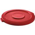 Tough Guy Trash Can Top: Round, Flat, For 44 gal Cntnr Cap, 24 1/2 in Wd/Dia, Plastic, Plastic, Red
