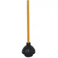 Durable Rubber Forced Cup Plunger, Cup Dia. 6", Handle Length 21", 1 EA