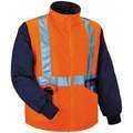 Glowear By Ergodyne Hooded Jacket, ANSI Class 3, 300D Oxford, Orange, Zipper, L Size