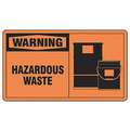 Hazardous Waste Label, Vinyl, Hazardous Waste, 3-1/2" Height, 5" Width, Legend Color Black