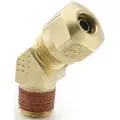 45&deg; Male Elbow, Compression Air Brake Fitting For Nylon Tubing, Brass, 1/4" x 1/4"