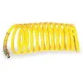Coiled Air Hose, Nylon, 165 PSI, 3/8", 25 ft, Yellow