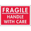 Shipping Labels, Fragile Handle with Care, Paper, Adhesive Back, 3" Width, 2" Height, PK 500