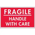 Shipping Labels, Fragile Handle with Care, Paper, Adhesive Back, 5" Width, 3" Height, PK 50