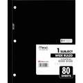 Mead Notebook: 8 in x 10-1/2 in Sheet Size, Legal, White, 80 Sheets, 0% Recycled Content, Assorted