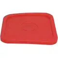 Plastic Pail Lid: Square, Polyethylene, Red, 1/2 in Ht