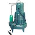 1 HP Automatic Submersible Sewage Pump, 230 Voltage, 133 GPM of Water @ 15 Ft. of Head
