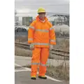 Flame Resistant Rain Bib Overall, PPE Category: 0, High Visibility: Yes, Polyester, PVC, L, Orange